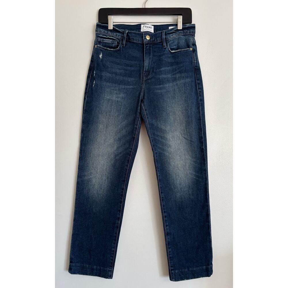 Dark Wash Women's FRAME Lola Le Nouveau Straight Jeans 28